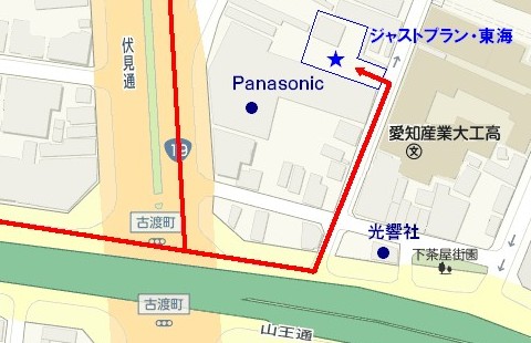 ジャストプラン・東海への地図